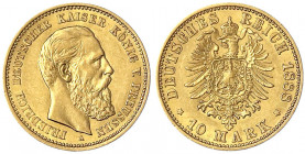 Preußen
Friedrich III., 1888
10 Mark 1888 A. fast vorzüglich. Jaeger 247.
