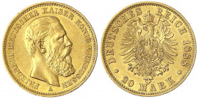 Preußen
Friedrich III., 1888
20 Mark 1888 A. gutes vorzüglich. Jaeger 248.