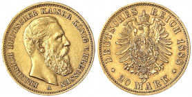 Preußen
Friedrich III., 1888
20 Mark 1888 A. sehr schön/vorzüglich. Jaeger 248.