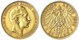 Preußen
Wilhelm II., 1888-1918
20 Mark 1911 A. sehr schön. Jaeger 252.