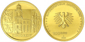 Euro, ab 2002
100 Euro 2020 A, Einigkeit. 1/2 Unze Feingold. In Originalschatulle mit Zertifikat.
Stempelglanz. Jaeger 655.