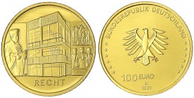 Euro, ab 2002
100 Euro 2021 D, Recht. 1/2 Unze Feingold. In Originalschatulle mit Zertifikat.
Stempelglanz