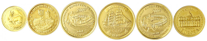 -1
6 Stück: 4 kleine Goldmünzen und 2 Medaillen: Korea 2008 Gorch Fock, Elfenbe...