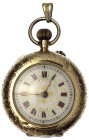 Taschenuhren
Schweizer Damentaschenuhr Gelbgold 585/1000 um 1895/1934. 30 mm; 22,39 g.
Aufzug überholungsbedürftig