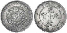 China
Qing-Dynastie. De Zong, 1875-1908
Dollar (Yuan) o.J. (1898). Provinz Szechuan (7 Mace and 2 Candareens). Min. Stempeldrehung (ca. 15°).
sehr ...