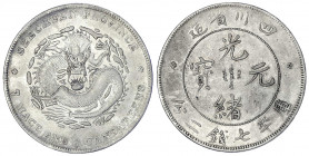China
Qing-Dynastie. De Zong, 1875-1908
Dollar (Yuan) o.J. (1898). Provinz Szechuan (7 Mace and 2 Candareens).
sehr schön/vorzüglich. Lin Gwo Ming ...