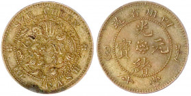 China
Qing-Dynastie. De Zong, 1875-1908
10 Cash PROBE/PATTERN o.J.(1903/1905). Szechuan Provinz mit Dreizack-Flamme auf dem Drachen unter CHU. 8,38 ...