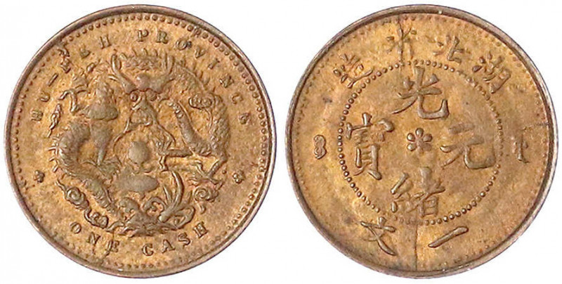 China
Qing-Dynastie. De Zong, 1875-1908
Cash o.J., geprägt 1906. Hu-Peh-Provin...
