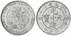 China
Qing-Dynastie. De Zong, 1875-1908
20 Cents (1 Mace and 4.4 Candareens) o.J. (1907). Provinz Yunnan.
vorzüglich. Lin Gwo Ming 420.