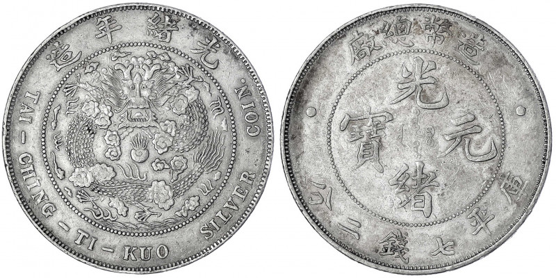 China
Qing-Dynastie. De Zong, 1875-1908
Dollar (Yuan) o.J. (1908), Tai Ching T...