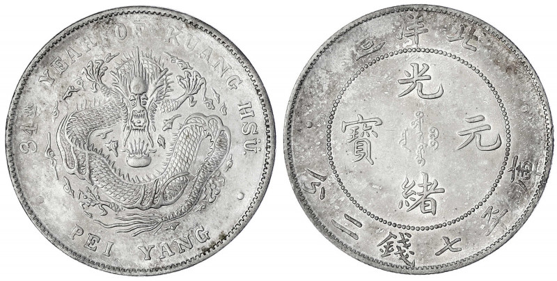 China
Qing-Dynastie. De Zong, 1875-1908
Dollar, Jahr 34 = 1908 Pei Yang (Tient...