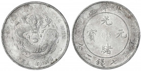 China
Qing-Dynastie. De Zong, 1875-1908
Dollar, Jahr 34 = 1908 Pei Yang (Tientsin in Chihli). Kleine Jahreszahl.
sehr schön/vorzüglich, winz. Randf...