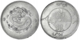 China
Qing-Dynastie. Pu Yi (Xuan Tong), 1908-1911
Sar (Tael) o.J. (1910). "Ration Silver", Provinz Sinkiang.
sehr schön, kl. Randfehler. Lin Gwo Mi...