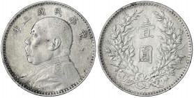 China
Republik, 1912-1949
Dollar (Yuan) Jahr 3 = 1914. Präsident Yuan Shih-kai.
sehr schön, Randfehler. Lin Gwo Ming 63. Yeoman 329.