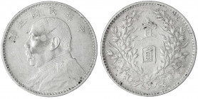 China
Republik, 1912-1949
Dollar (Yuan) Jahr 3 = 1914. Präsident Yuan Shih-kai.
sehr schön, Randfehler. Lin Gwo Ming 63. Yeoman 329.