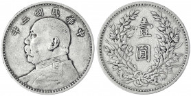 China
Republik, 1912-1949
Dollar (Yuan) Jahr 3 = 1914. Präsident Yuan Shih-kai.
fast sehr schön. Lin Gwo Ming 63. Yeoman 329.