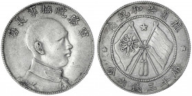 China
Republik, 1912-1949
1/2 Dollar (1/2 Yuan) o.J. (1916). Provinz Yunnan. General Tang Chi Yao rechts.
sehr schön, zaponiert, selten. Yeoman 480...