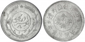 China
Republik, 1912-1949
Sar (Tael) Jahr 6 = 1917 Tihwa (Provinz Sinkiang).
sehr schön. Lin Gwo Ming 837. Yeoman 45.