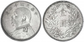 China
Republik, 1912-1949
Dollar (Yuan) Jahr 10 = 1921, Präsident Yuan Shih-kai.
fast Stempelglanz, Stempelfehler am Rand auf dem Revers. Lin Gwo M...