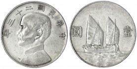China
Republik, 1912-1949
Dollar (Yuan) Jahr 23 = 1934. vorzüglich, kl. Kratzer. Lin Gwo Ming 110. Yeoman 345.