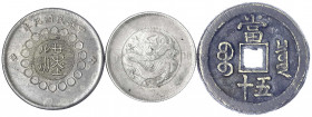 China
Lots bis 1949
3 Münzen: Xian Feng 50 Cash Boo Chiowan, Yunnan 50 Cents 1911, Szechuan 50 Wen 1912.
sehr schön