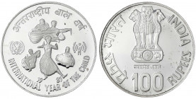 Indien
Republik, seit 1947
100 Rupien Silber 1981. Internationales Jahr des Kindes.
Polierte Platte. Krause/Mishler 277. Schön 152.