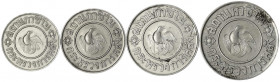Thailand
Rama VIII., 1935-1946
4 Casino-Tokens des Finanzministeriums o.J. (1945) zu 1, 10, 20 und 100 Baht CuNi.
vorzüglich/Stempelglanz, teils kl...