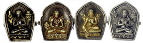 Tibet
4 Reise-Ghaus, Silber mit Kupferboden (dieser jeweils mit Inschrift). Darstellungen von Padmasambhava, Lokeswor, Tara und Lama Kamsung. Teils D...