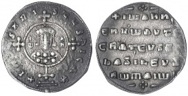 Kaiserreich
Johannes I., 969-976
Miliaresion o.J. Brb. zwischen 4 Kreuzen/5 Zeilen.
sehr schön, schöne Patina. Sear 1792.
