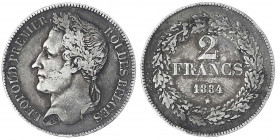 Belgien
Leopold I., 1830-1865
2 Francs 1834. fast sehr schön, kl. Randfehler, schöne Patina. Krause/Mishler 9.2.