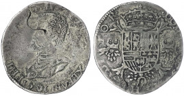 Belgien-Brabant
Philipp II., 1556-1598
Philippstaler 1561, Antwerpen.
schön/sehr schön, Schrötlingsriss. Delmonte 14.