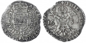 Belgien-Flandern
Philipp IV., 1621-1665
1/4 Patagon 1631, Brügge.
sehr schön, unregelmäßiger Schrötling. Delmonte 313.