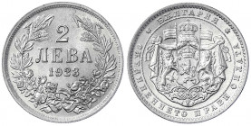 Bulgarien
Boris III., 1918-1943
2 Leva 1923. prägefrisch. Krause/Mishler 36.
