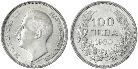 Bulgarien
Boris III., 1918-1943
100 Leva 1930. prägefrisch. Krause/Mishler 43.