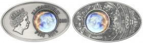 Fidschiinseln
Britisch
10 Dollars Silber 2012, Kalenderstein der Azteken, Chaos in Farbe (ovales Glas). 2 g., 925/1000. Im Originaletui mit Zertifik...