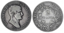 Frankreich
Konsulat unter Napoleon Bonaparte, 1799-1804
2 Francs An 12 = 1804 A, Paris. schön/sehr schön. Gadoury 494.