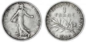 Frankreich
Dritte Republik, 1870-1940
1 Franc 1900. gutes sehr schön, besseres Jahr. Gadoury 467.