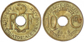 Französisch Äquatorial-Afrika
Französisch, bis 1960
10 Centimes 1943. Nicht verausgabt.
vorzüglich, Randfehler, etwas fleckig. Krause/Mishler 4....