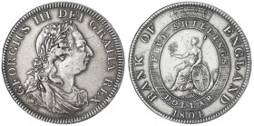 Grossbritannien
George III., 1760-1820
5 Shillings = Dollar Bank Token 1804. sehr schön, kl. Kratzer, schöne Patina. Seaby 3768.