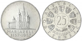 Republik Österreich
2. Republik nach 1945
25 Schilling 1957 Mariazell.
Polierte Platte, etwas berührt. Nile Post 42.