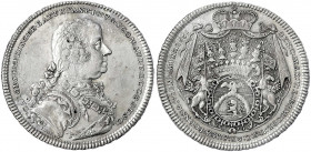 Batthyani
Karl Joseph, 1764-1772
1/2 Taler 1765, Wien. 14,00 g.
vorzüglich, min. justiert, selten. Holzm. 12.
