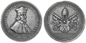Prag, Stadt
Silbermedaille 1720, unsigniert, von G. W. Vestner, auf die Initiative zur Heiligsprechung Johann von Nepomuks durch Papst Clemens XI. Br...