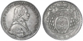 Salzburg
Hieronymus Graf Colloredo, 1772-1803
Taler 1777 M. 27,88 g.
vorzüglich, schöne Patina. Probszt 2430. Davenport. 1263. Zöttl 3212.