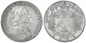 Salzburg
Hieronymus Graf Colloredo, 1772-1803
Taler 1778 M. 27,97 g.
vorzüglich, schöne Patina. Probszt 2431. Davenport. 1263. Zöttl 3214.