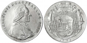 Salzburg
Hieronymus Graf Colloredo, 1772-1803
Taler 1793 M, überschnitten auf 1788. 28,07 g.
vorzüglich/Stempelglanz, Vs. etwas berieben. Probszt 2...