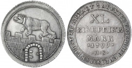 Anhalt-Bernburg
Alexius Friedrich Christian, 1796-1834
1/2 Gulden 1799 HS vorzüglich, schöne Patina. Jaeger 41b.