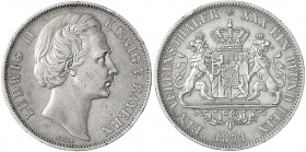 Bayern
Ludwig II., 1864-1886
Vereinstaler 1871 mit RIES. gutes sehr schön, kl. Randfehler. Jaeger 109. Thun 106. AKS 175.