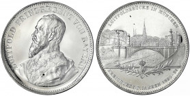 Bayern
Prinzregent Luitpold, 1886-1912
Silbermedaille v. A. Boersch 1891 auf den Bau der Luitpoldbrücke in München. Brb. n.l./Brücke. Randschrift: G...