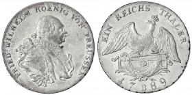 Brandenburg-Preußen
Friedrich Wilhelm II., 1786-1797
Reichstaler 1789 B, Breslau.
sehr schön/vorzüglich. Jaeger 23. Davenport. 2597. Olding 6.
