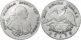 Brandenburg-Preußen
Friedrich Wilhelm II., 1786-1797
Reichstaler 1790 A, Berlin. fast sehr schön. Jaeger 23. Davenport. 2597. Olding 1.